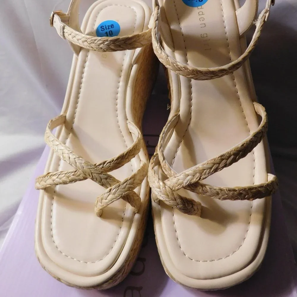 Madden Girl Vault J Platform Wedges Natural Color Size 10 Woman's NEW